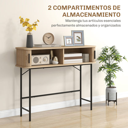 Vintage Console Table Sideboard with 2 Sliding Shutter Doors and Compartments for Entryway Hallway 100x30x80 cm Oak