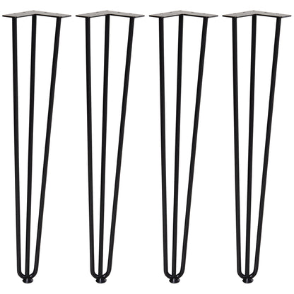 Table Legs, Set of 4 Furniture Legs, Steel Table Frame with Fork Design for Coffee Table, Dining Table, Black, 12 x 12 x 72 cm