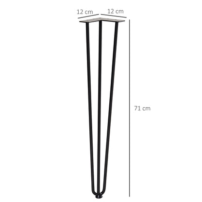 Table Legs, Set of 4 Furniture Legs, Steel Table Frame with Fork Design for Coffee Table, Dining Table, Black, 12 x 12 x 72 cm