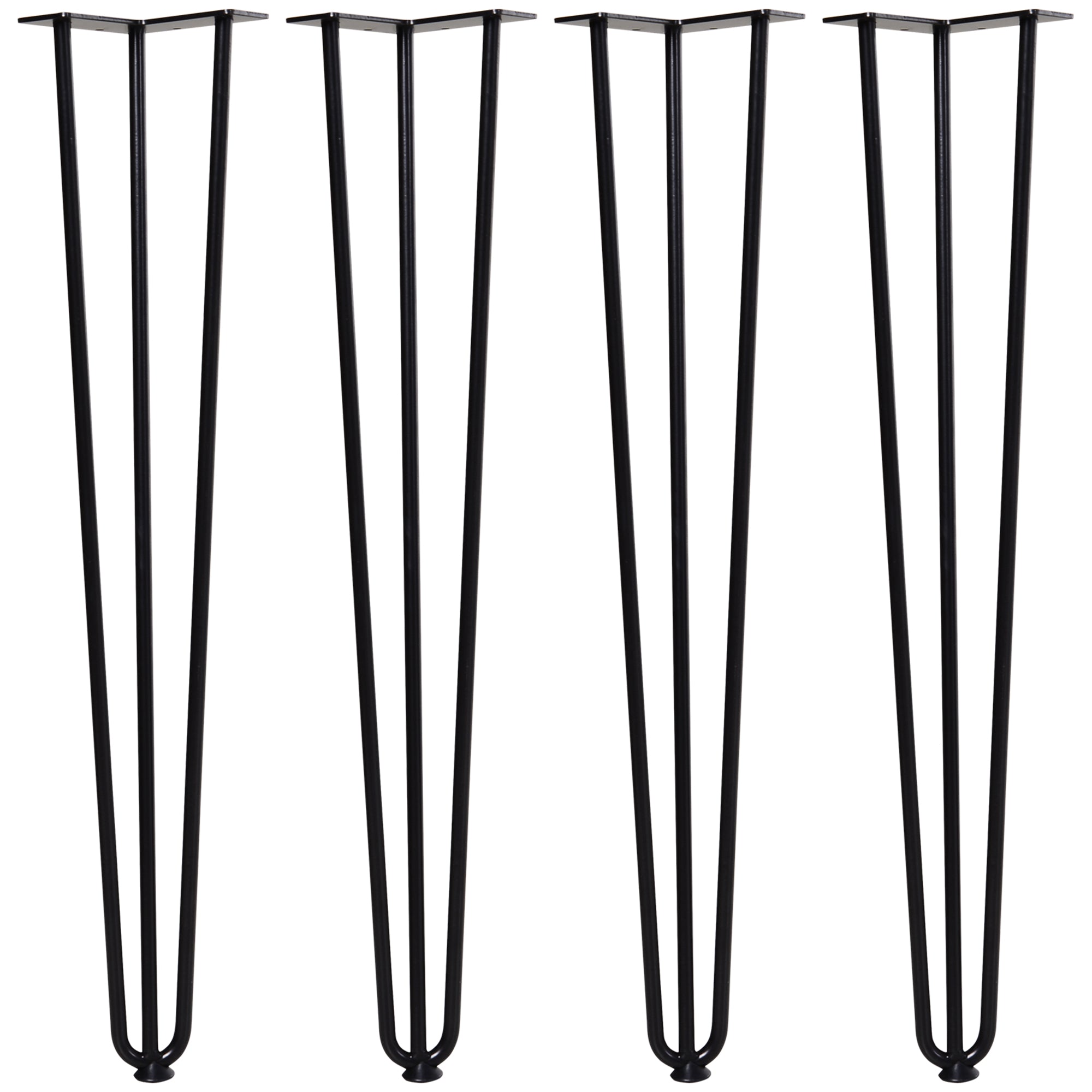HOMCOM Set van 4 rechthoekige poten, hoogte 72 cm, van staal, voor tafel, meubelpoten voor eettafel, doe-het-zelf, met beschermkappen, zwart