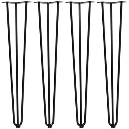 Table Legs, Set of 4 Furniture Legs, Steel Table Frame with Fork Design for Coffee Table, Dining Table, Black, 12 x 12 x 72 cm