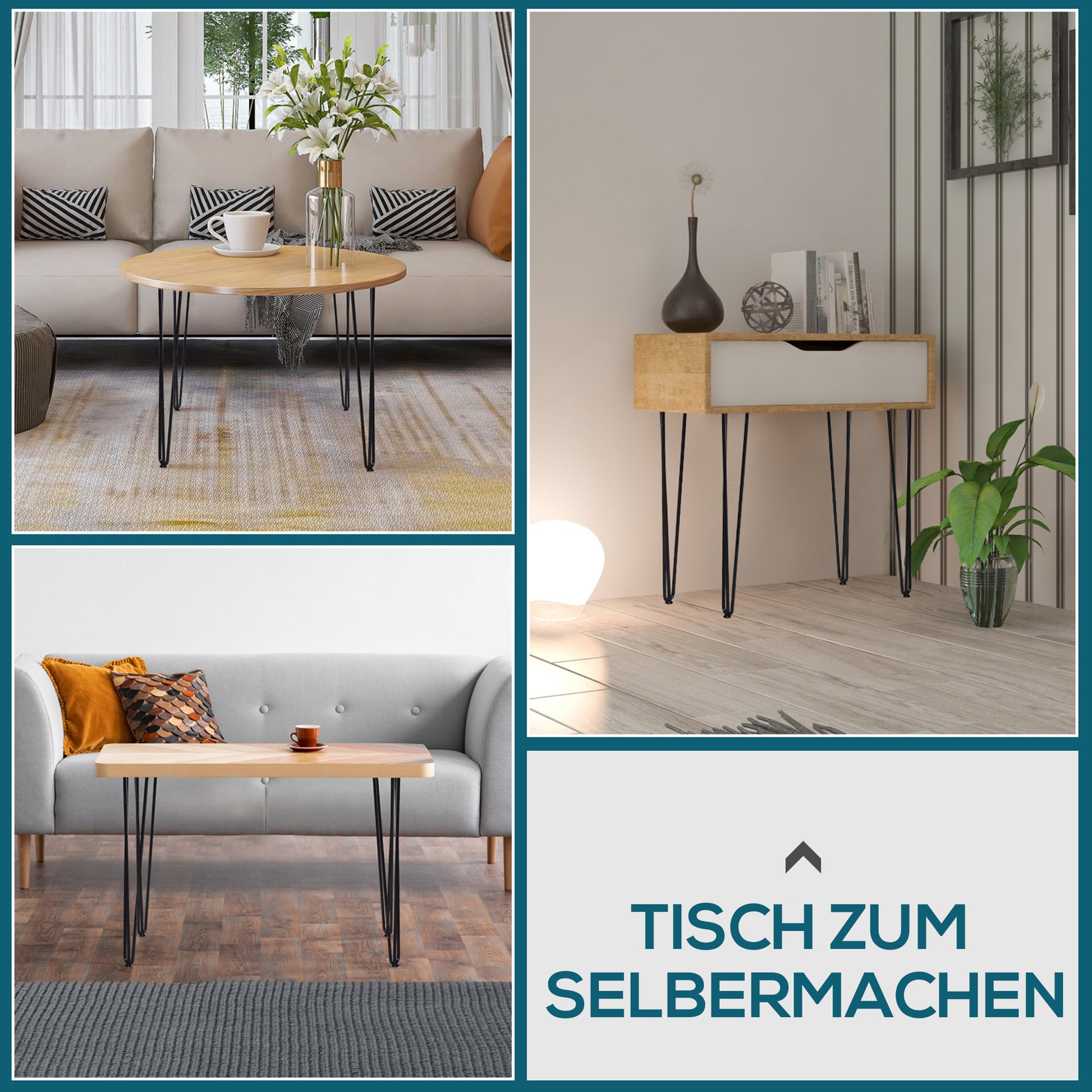 Table Legs, Set of 4 Furniture Legs, Steel Table Frame with Fork Design for Coffee Table, Dining Table, Black, 12 x 12 x 72 cm