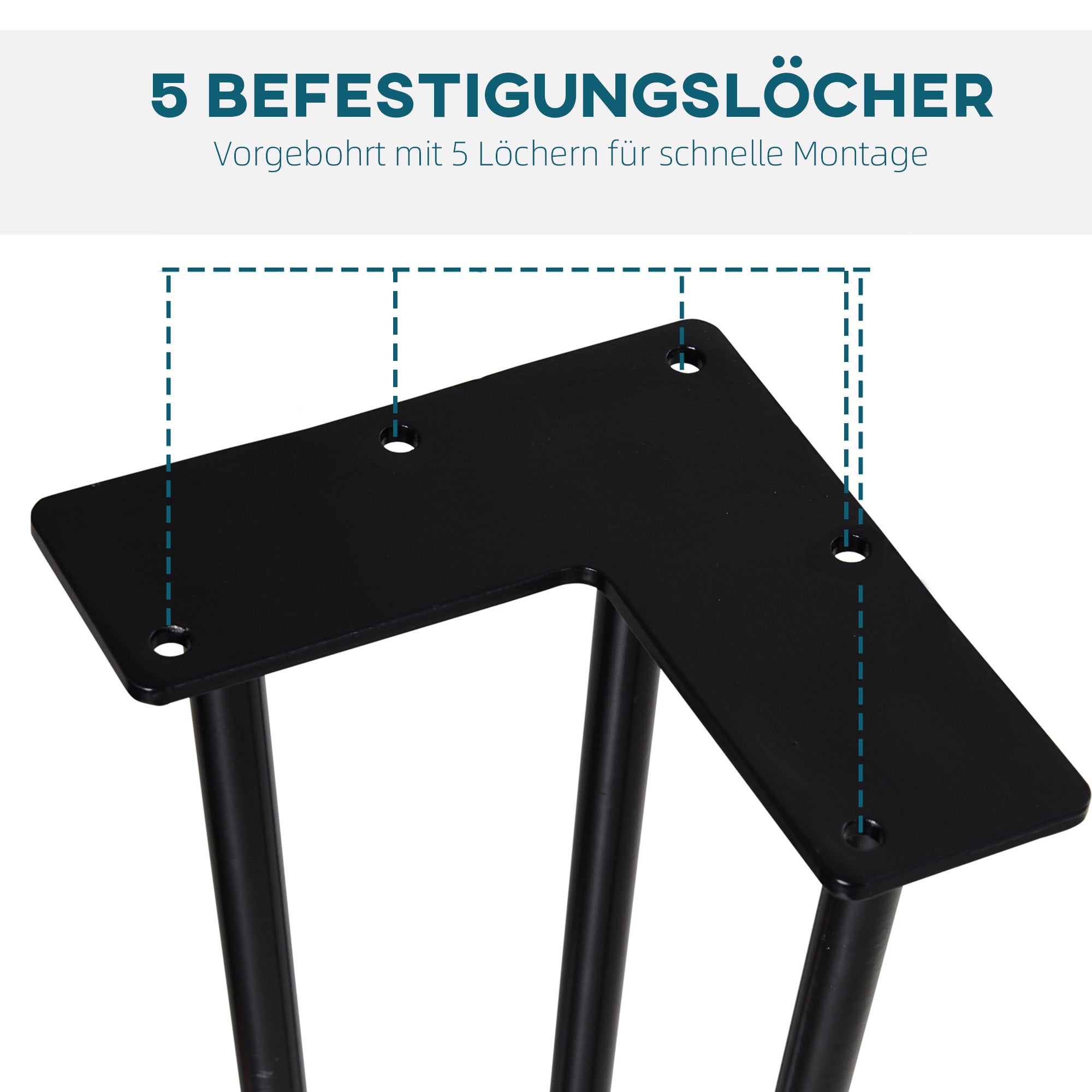 Table Legs, Set of 4 Furniture Legs, Steel Table Frame with Fork Design for Coffee Table, Dining Table, Black, 12 x 12 x 72 cm