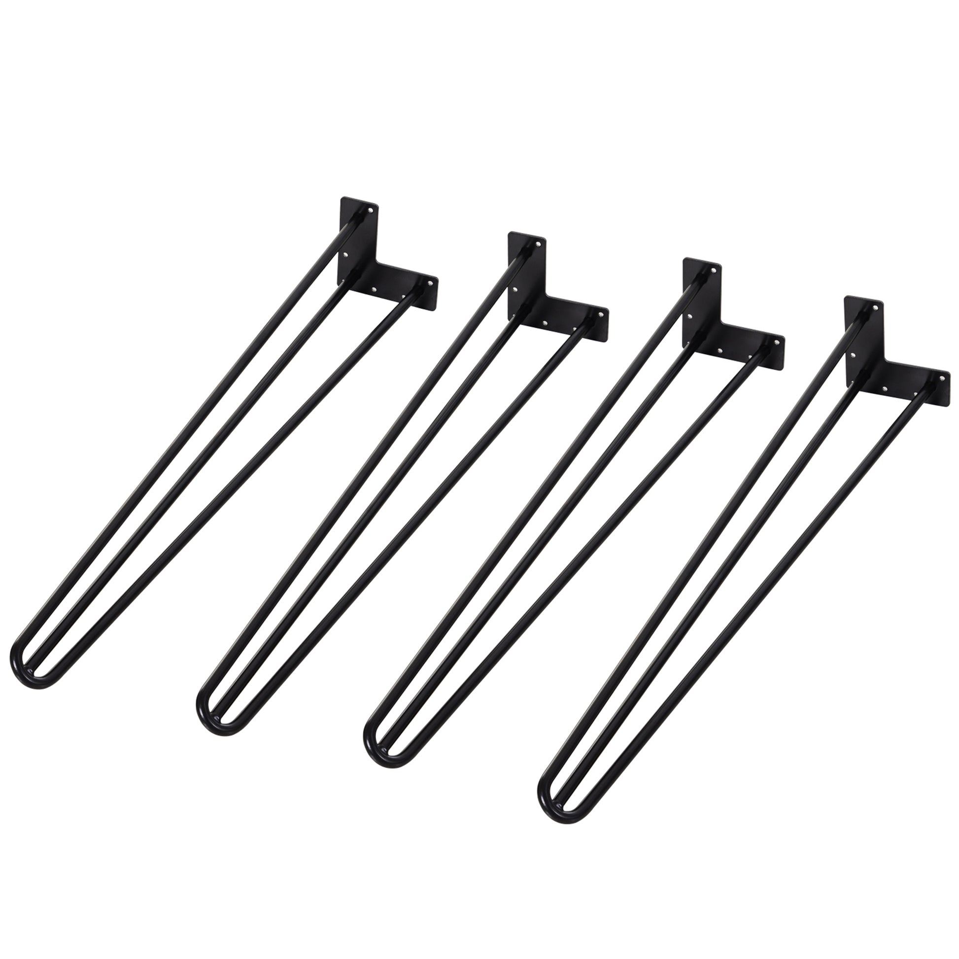 Table Legs, Set of 4 Furniture Legs, Steel Table Frame with Fork Design for Coffee Table, Dining Table, Black, 12 x 12 x 72 cm