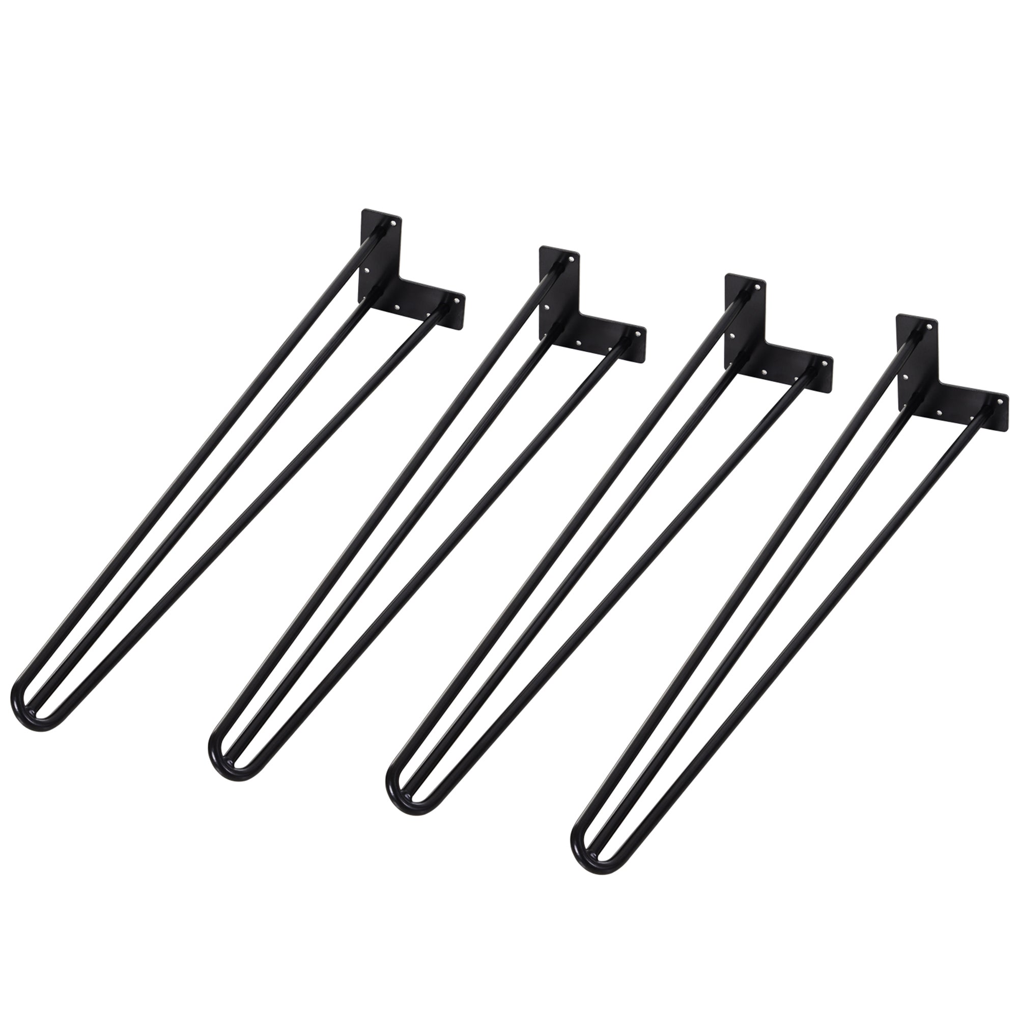 Table Legs, Set of 4 Furniture Legs, Steel Table Frame with Fork Design for Coffee Table, Dining Table, Black, 12 x 12 x 72 cm