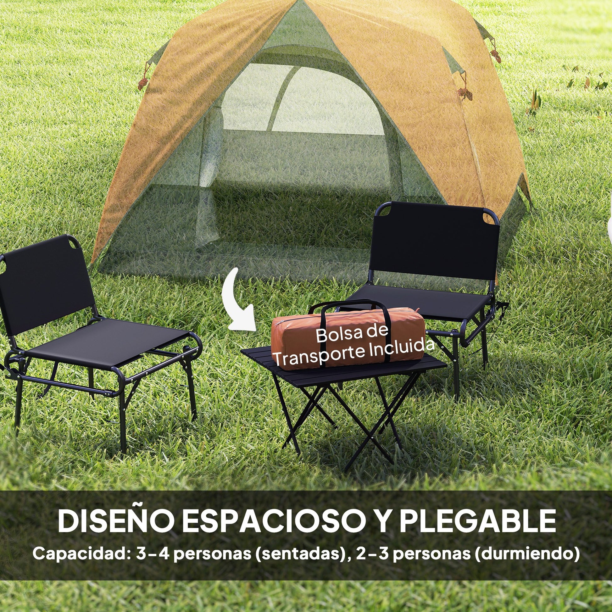 Camping Tent for 2-4 People Foldable Camping Tent with Mesh Door Windows Hook Pocket and Waterproof Carry Bag Easy Installation for Hiking Orange and Gray