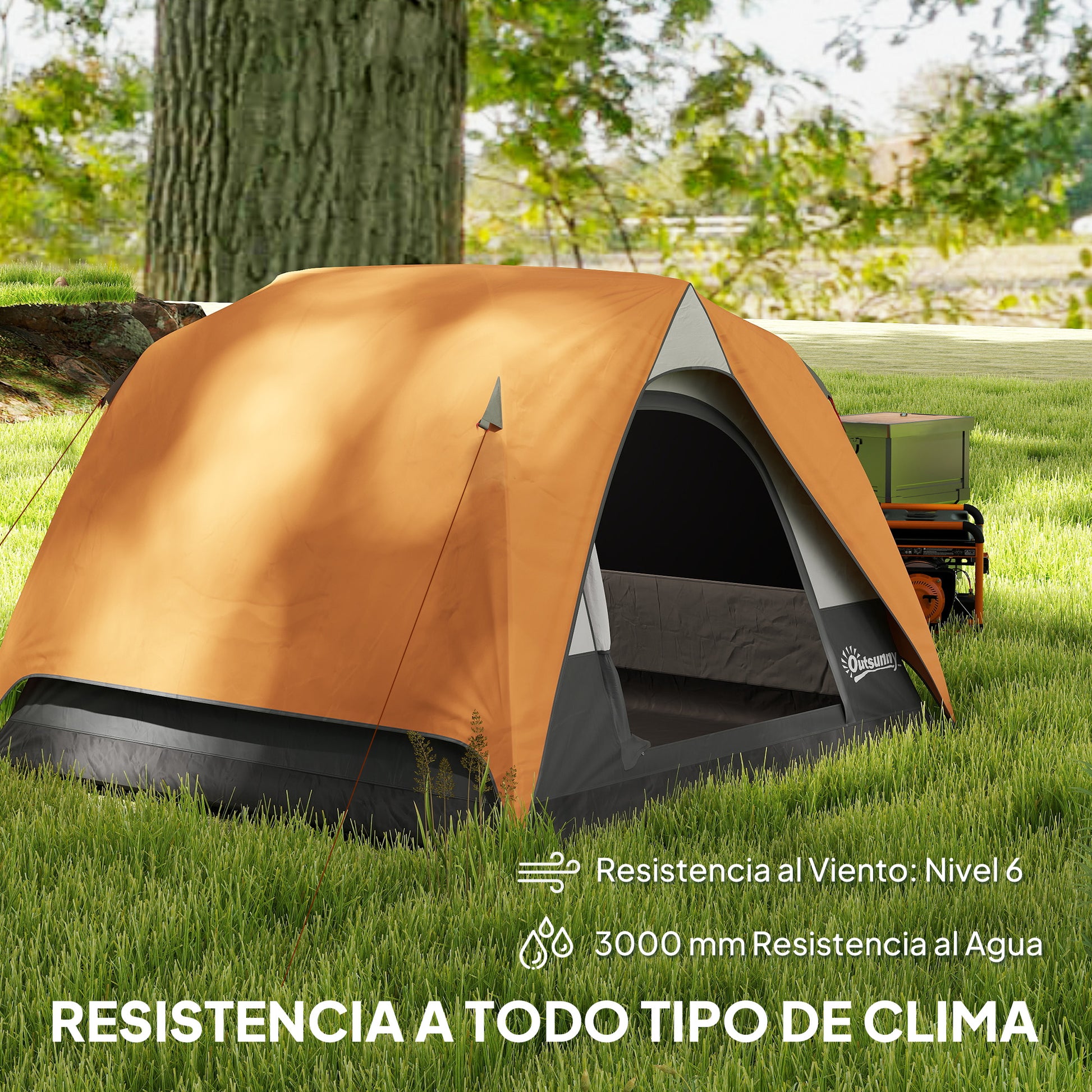Camping Tent for 2-4 People Foldable Camping Tent with Mesh Door Windows Hook Pocket and Waterproof Carry Bag Easy Installation for Hiking Orange and Gray