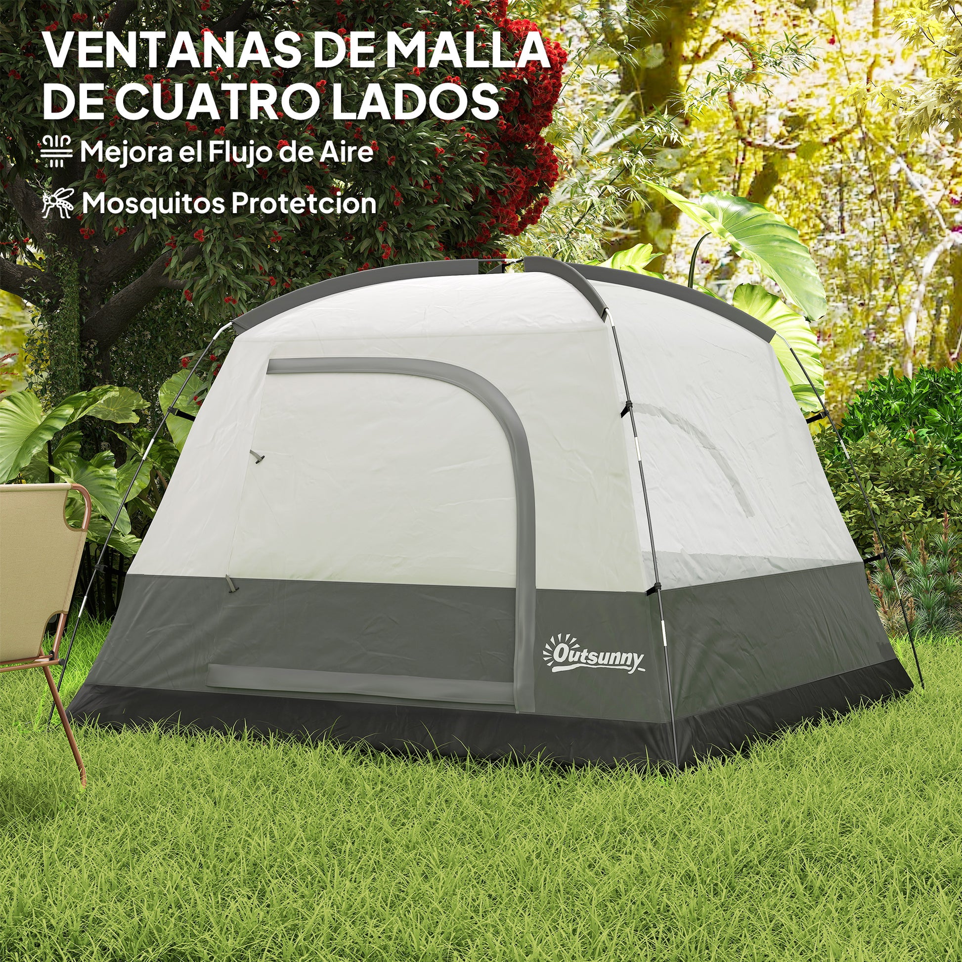 Camping Tent for 2-4 People Foldable Camping Tent with Mesh Door Windows Hook Pocket and Waterproof Carry Bag Easy Installation for Hiking Orange and Gray