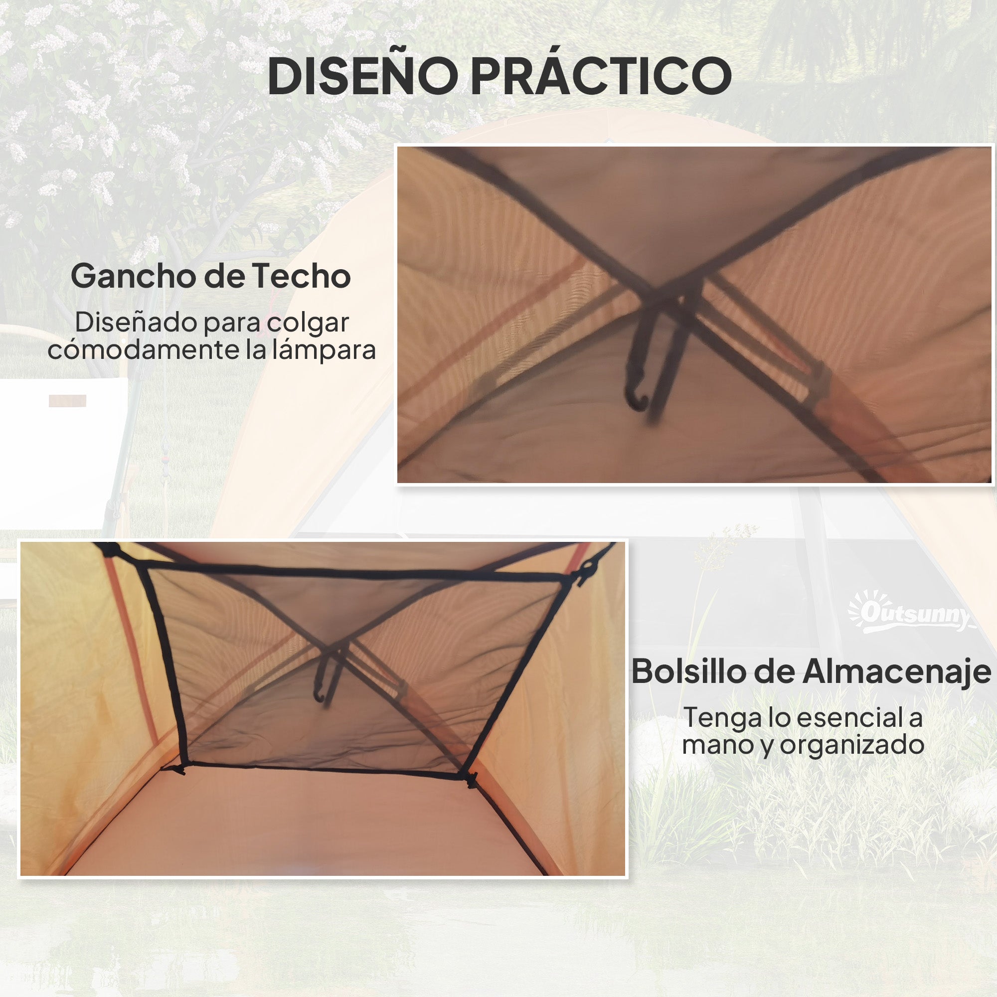 Camping Tent for 2-4 People Foldable Camping Tent with Mesh Door Windows Hook Pocket and Waterproof Carry Bag Easy Installation for Hiking Orange and Gray