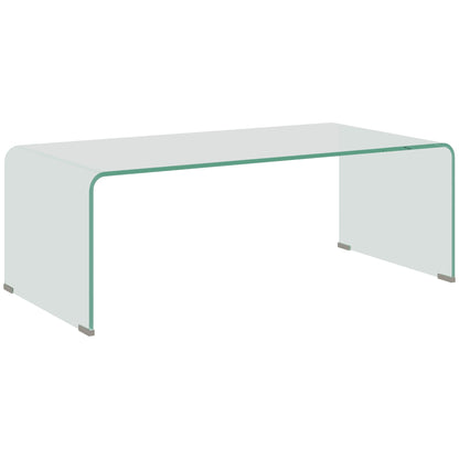 Modern Monobloc Coffee Table with Non-Slip Feet, Tempered Glass Table, 100x50x35 cm, Transparent