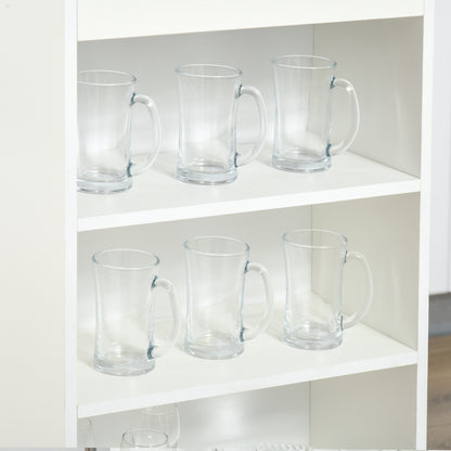 Bar Table High Bistro Table with 4-Tier Shelf Modern Melamine Kitchen Bar Table for Dining Room Living Room 115x50x102.7 cm White and Gray