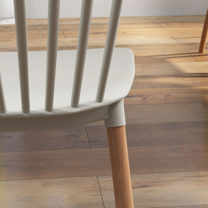 Set of 4 Nordic Style Dining Chairs Kitchen Chairs with High Backrest Polypropylene Seat and Beech Wood Legs 120 kg Capacity 48x52.5x83 cm Gray