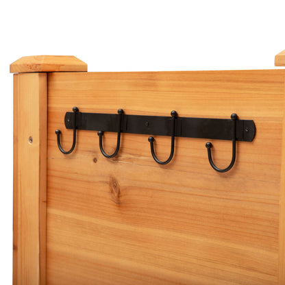 Wooden Raised Planter Box Herb Planter Flower Pot with Drainage Hole Hooks Planter Box with Feet Solid Wood Natural 120 x 60 x 81 cm