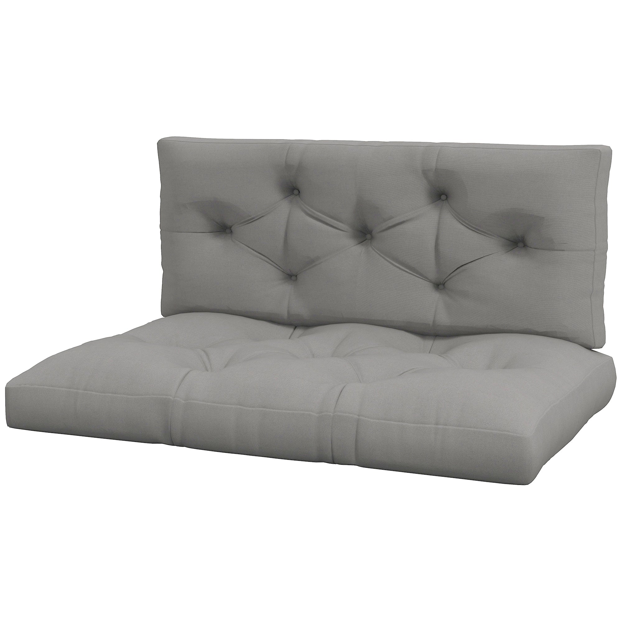 2-Piece Pallet Sofa Cushion Set 120 x 80 x 10 cm Seat + 120 x 40 x 10 cm Backrest, UV-Protected, Water-Resistant Outdoor Pad for Pallet Sofa/Balcony – Light Gray