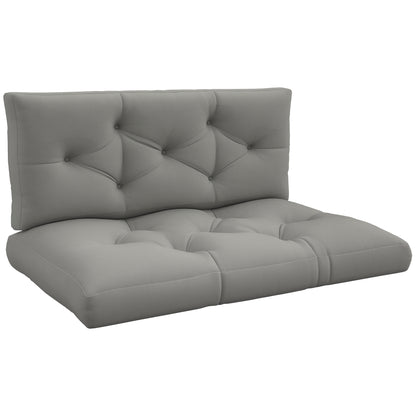 2-Piece Pallet Sofa Cushion Set 120 x 80 x 10 cm Seat + 120 x 40 x 10 cm Backrest, UV-Protected, Water-Resistant Outdoor Pad for Pallet Sofa/Balcony – Light Gray