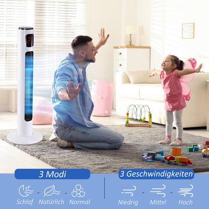 Tower Fan with Remote Control 70° Oscillating 96 cm Pedestal Fan Column Fan 45 W with 3 Modes Timer White+Black