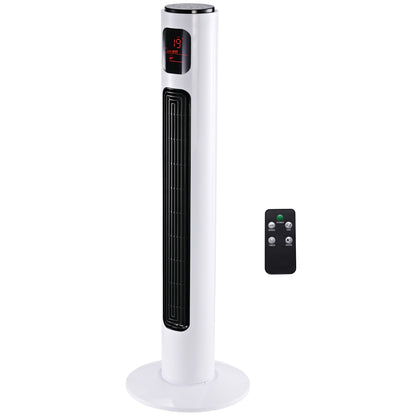 Tower Fan with Remote Control 70° Oscillating 96 cm Pedestal Fan Column Fan 45 W with 3 Modes Timer White+Black