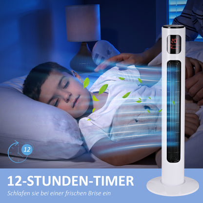 Tower Fan with Remote Control 70° Oscillating 96 cm Pedestal Fan Column Fan 45 W with 3 Modes Timer White+Black