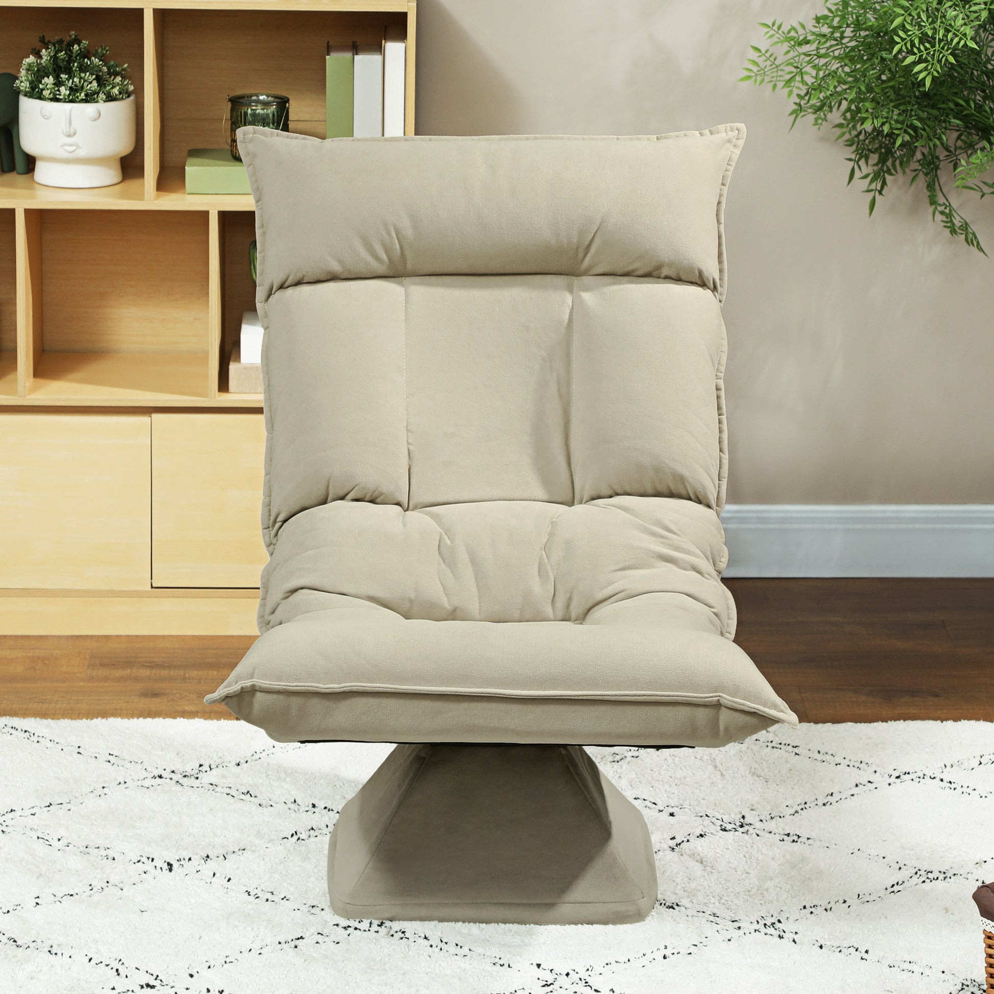 Floor Chair 360° Swivel Floor Seat with 5-Position Reclining Backrest, Foldable Floor Sofa Meditation Chair Padded Lazy Sofa for Living Room Gaming & Reading Beige