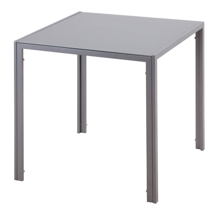 Dining Table 75 x 75 cm, Square Kitchen Table for 4 People, Dining Table Made of Tempered Glass with Metal Legs, Modern Table for Kitchen, Dining Room, and Living Room, Gray