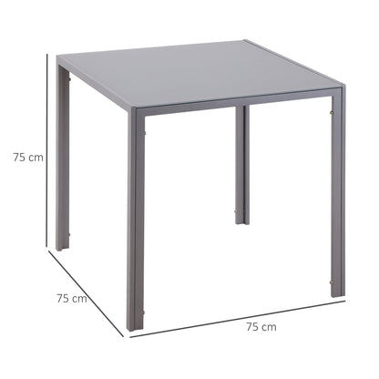 Dining Table 75 x 75 cm, Square Kitchen Table for 4 People, Dining Table Made of Tempered Glass with Metal Legs, Modern Table for Kitchen, Dining Room, and Living Room, Gray