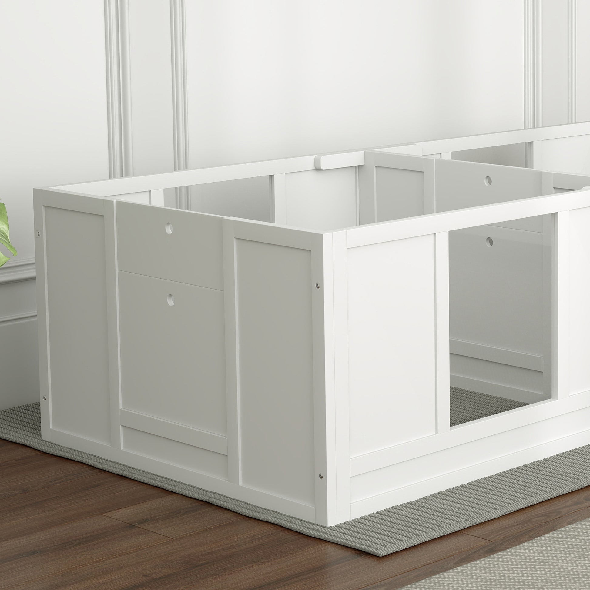 Puppy Whelping Box, Puppy Playpen with 2-Room Design, Dog Playpen with Door Puppy Whelping Box, Puppy Playpen for Small Dogs, 164x80x48 cm, White