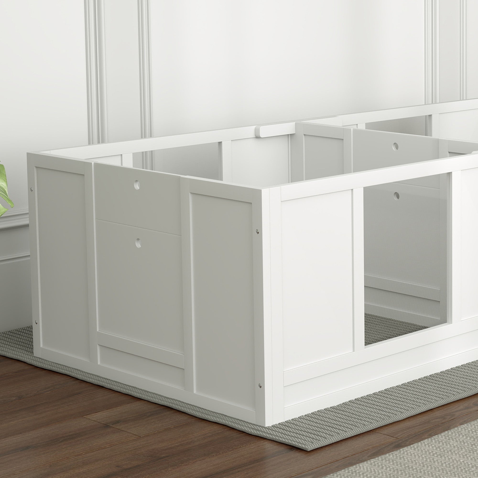 Puppy Whelping Box, Puppy Playpen with 2-Room Design, Dog Playpen with Door Puppy Whelping Box, Puppy Playpen for Small Dogs, 164x80x48 cm, White