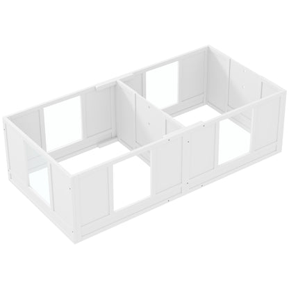 Puppy Whelping Box, Puppy Playpen with 2-Room Design, Dog Playpen with Door Puppy Whelping Box, Puppy Playpen for Small Dogs, 164x80x48 cm, White