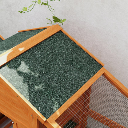 Garden Chicken Coop for 1-2 Chickens with Brooding Area, House, and Open Space, Chicken Coop in Fir Wood and Metal, 179x67x115 cm, Orange