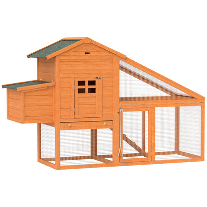 Garden Chicken Coop for 1-2 Chickens with Brooding Area, House, and Open Space, Chicken Coop in Fir Wood and Metal, 179x67x115 cm, Orange