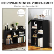 Bookshelf, 2-Tier Storage Shelf with 5 Compartments, for Living Room, Bedroom, Office, 50 x 24 x 80 cm, Black