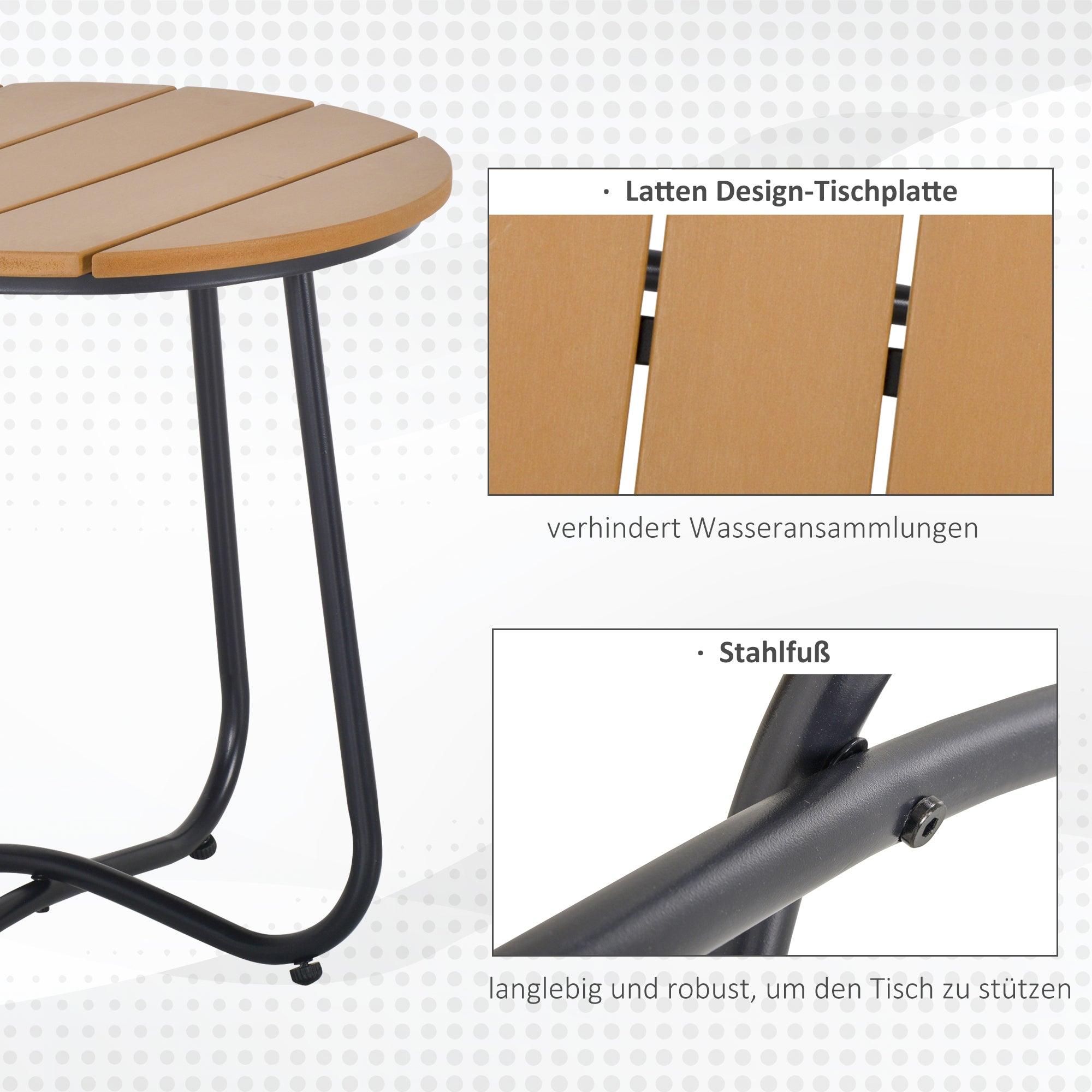 Garden Table Round Table Elegant Furniture Sturdy Adjustable Feet Decor Garden Terrace Living Room Steel Brown Ø49 x 48H cm