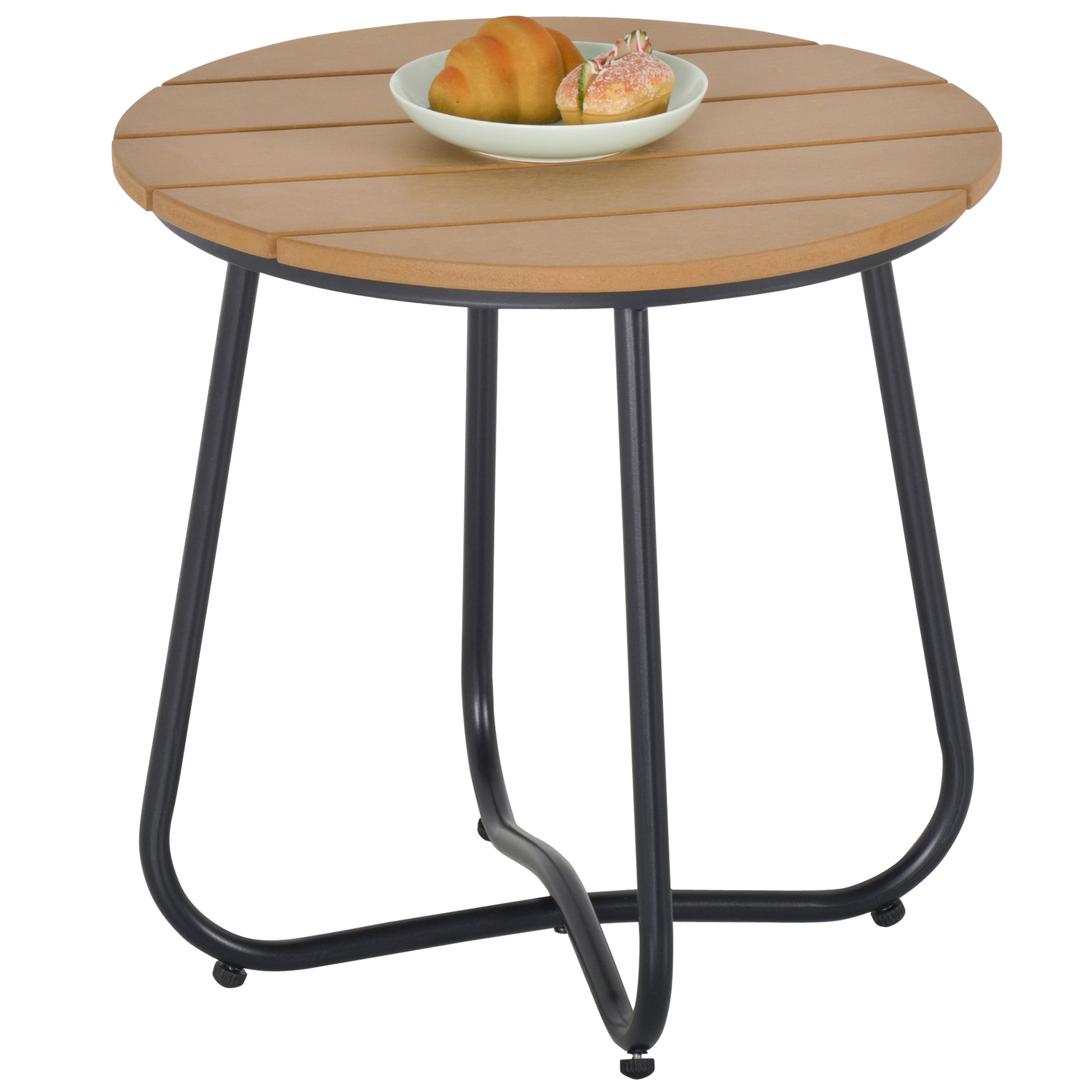 Garden Table Round Table Elegant Furniture Sturdy Adjustable Feet Decor Garden Terrace Living Room Steel Brown Ø49 x 48H cm