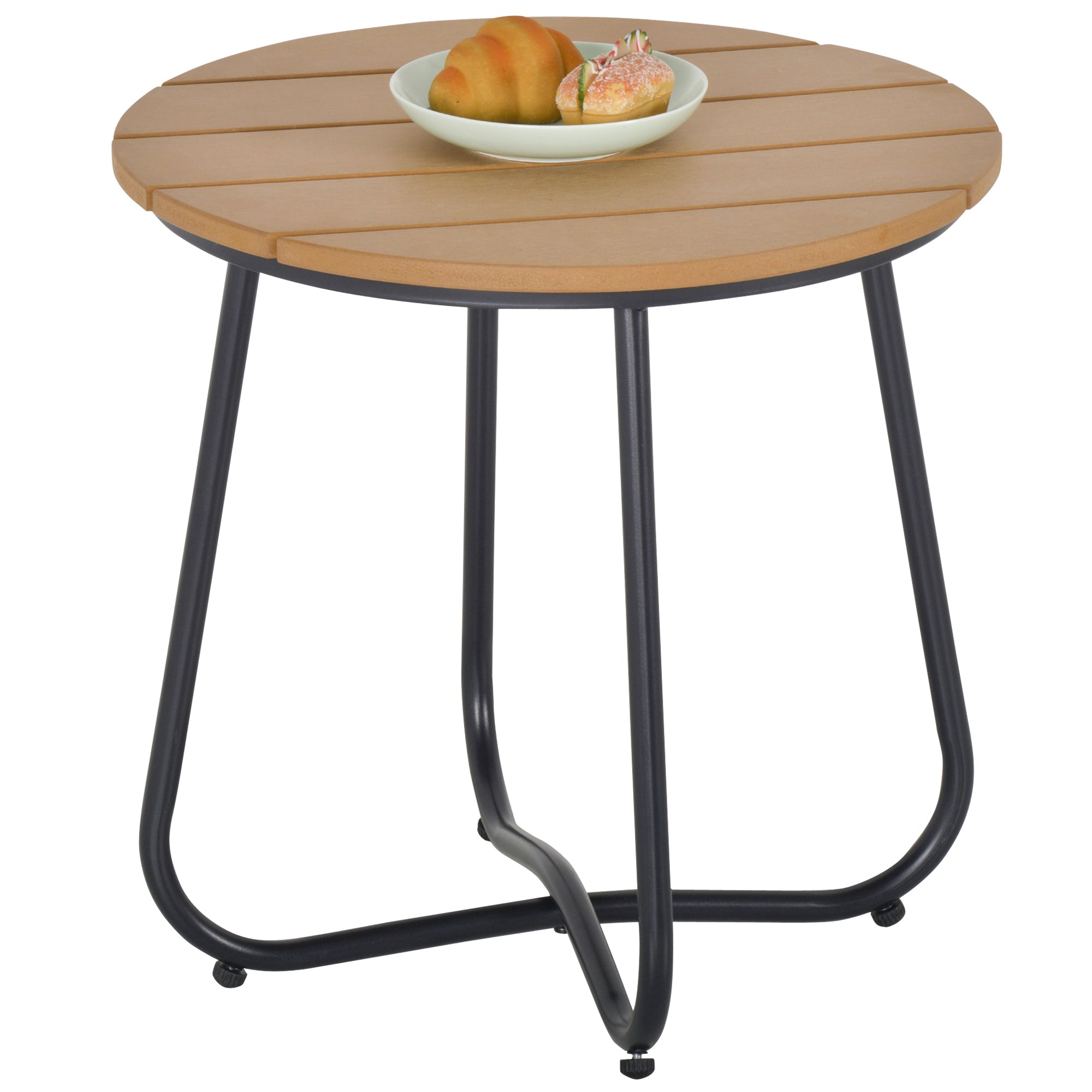 Garden Table Round Table Elegant Furniture Sturdy Adjustable Feet Decor Garden Terrace Living Room Steel Brown Ø49 x 48H cm