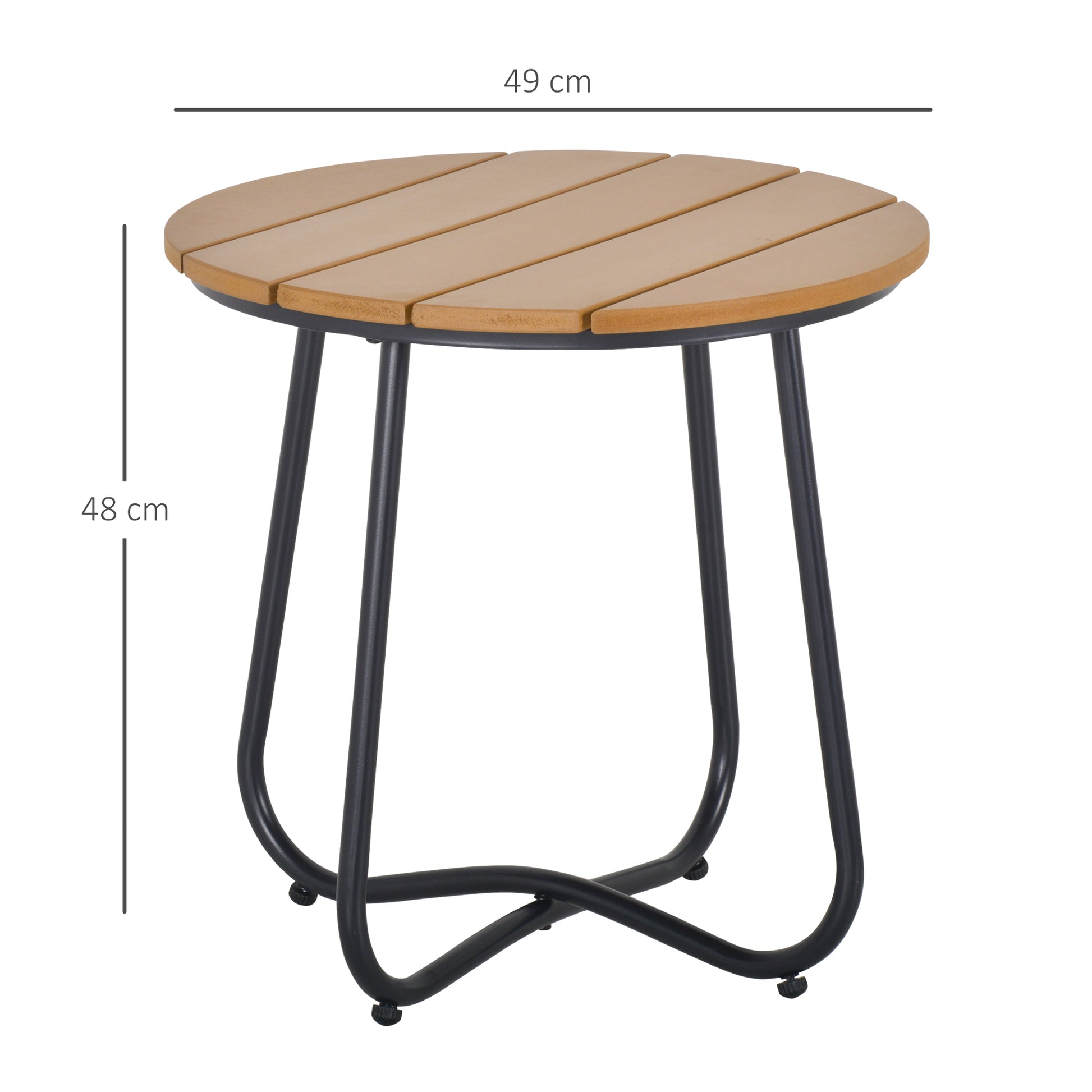 Garden Table Round Table Elegant Furniture Sturdy Adjustable Feet Decor Garden Terrace Living Room Steel Brown Ø49 x 48H cm