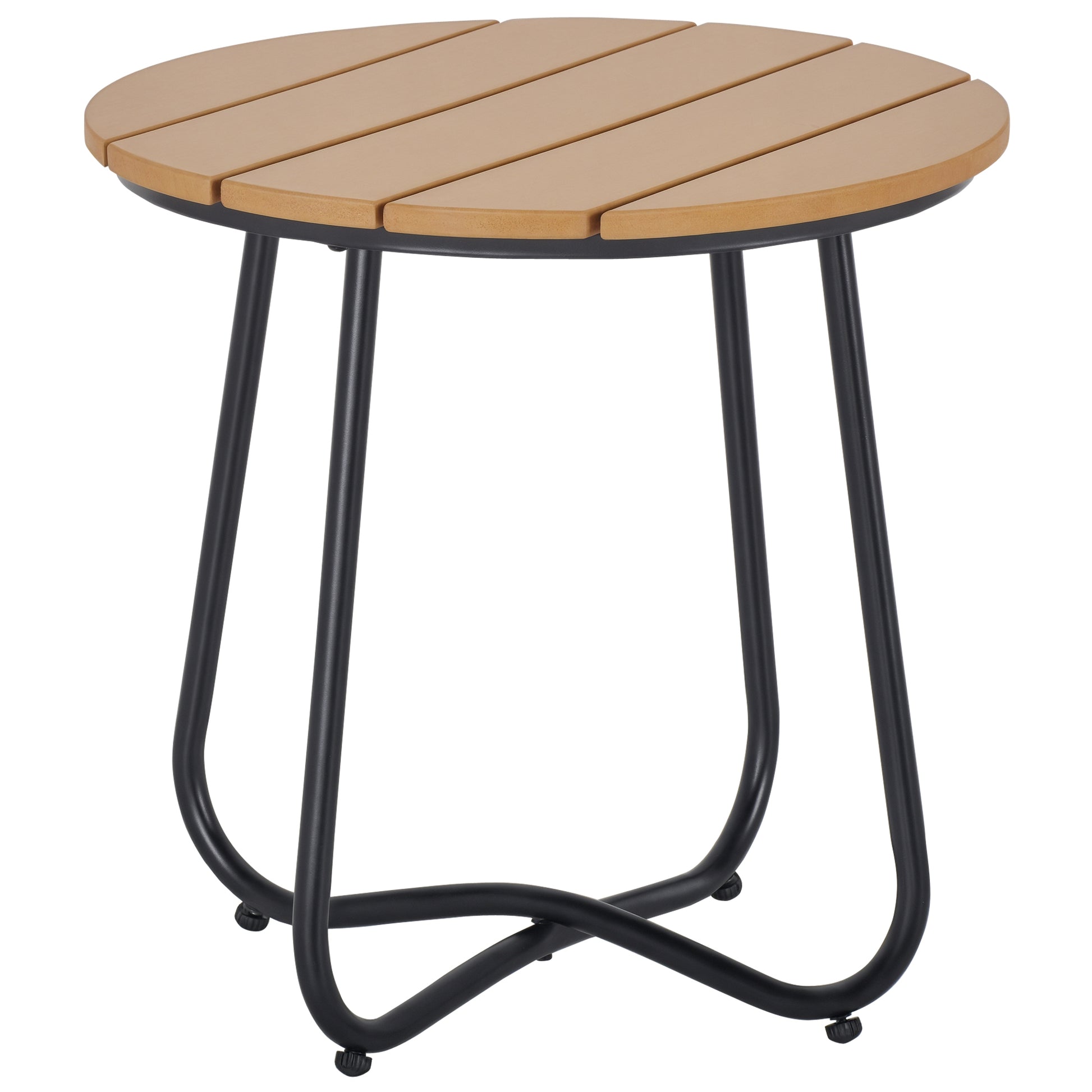 Garden Table Round Table Elegant Furniture Sturdy Adjustable Feet Decor Garden Terrace Living Room Steel Brown Ø49 x 48H cm