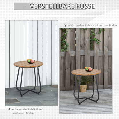 Garden Table Round Table Elegant Furniture Sturdy Adjustable Feet Decor Garden Terrace Living Room Steel Brown Ø49 x 48H cm