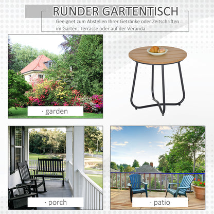 Garden Table Round Table Elegant Furniture Sturdy Adjustable Feet Decor Garden Terrace Living Room Steel Brown Ø49 x 48H cm