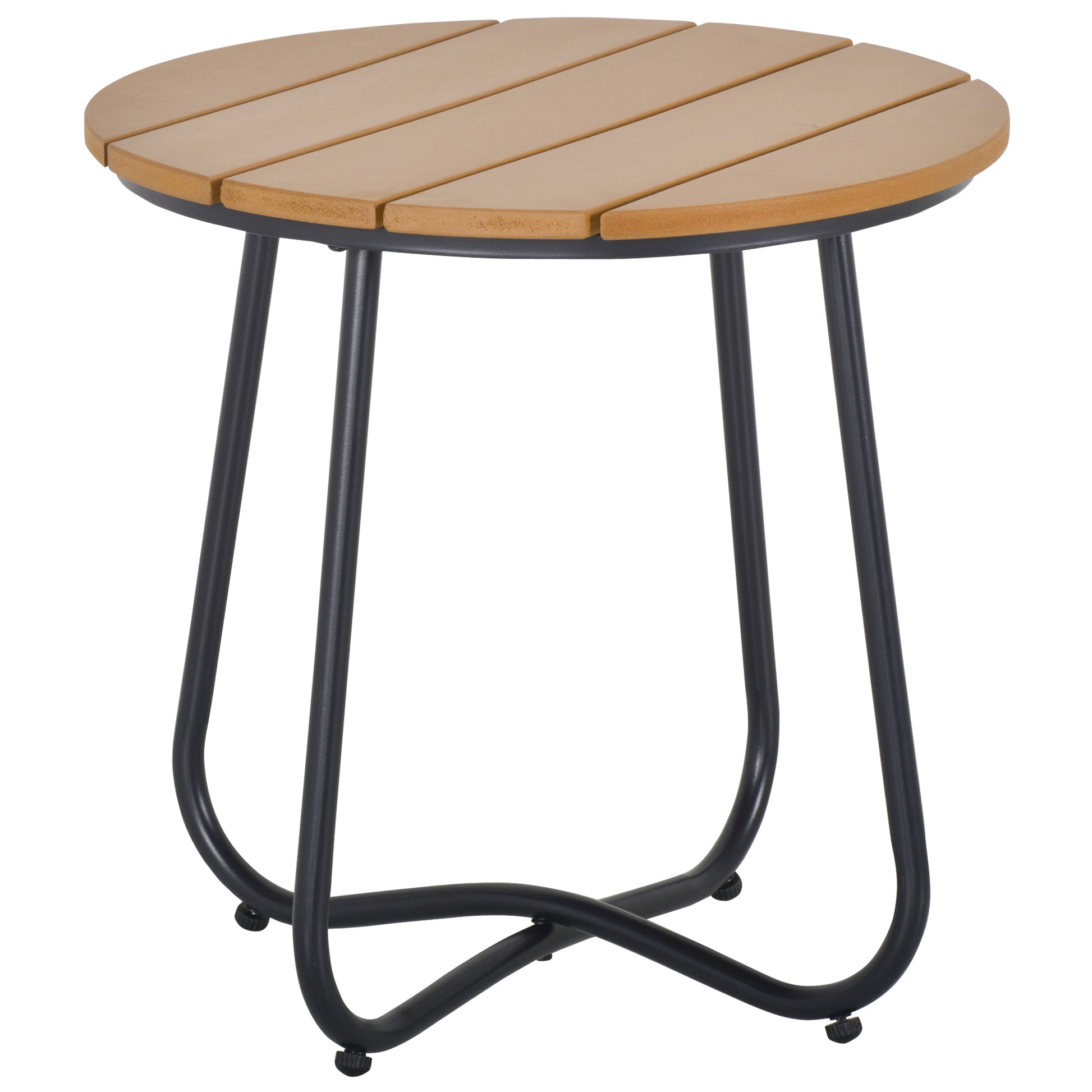 Garden Table Round Table Elegant Furniture Sturdy Adjustable Feet Decor Garden Terrace Living Room Steel Brown Ø49 x 48H cm