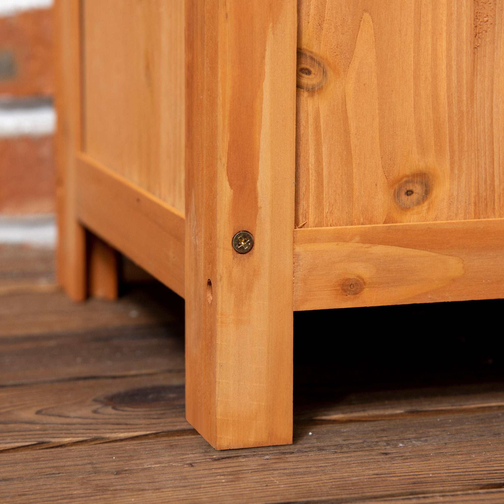 Planter Box with Trellis, Planter, Flower Pot, Planter Box, for Garden, Patio, Balcony, Natural Wood, Brown, 32 x 32 x 108 cm