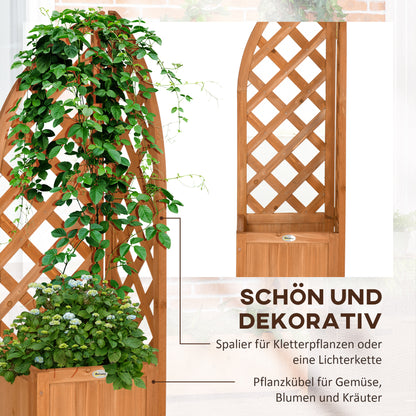 Planter Box with Trellis, Planter, Flower Pot, Planter Box, for Garden, Patio, Balcony, Natural Wood, Brown, 32 x 32 x 108 cm