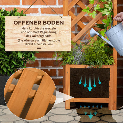 Planter Box with Trellis, Planter, Flower Pot, Planter Box, for Garden, Patio, Balcony, Natural Wood, Brown, 32 x 32 x 108 cm