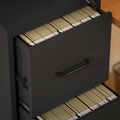 3-Drawer Office Filing Cabinet with Adjustable Bar, Steel Office Drawer for Documents, Ideal for Home, Office, and Study, 36.5x46.2x99 cm, Black