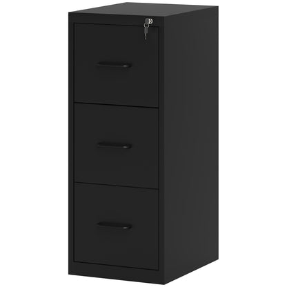 3-Drawer Office Filing Cabinet with Adjustable Bar, Steel Office Drawer for Documents, Ideal for Home, Office, and Study, 36.5x46.2x99 cm, Black