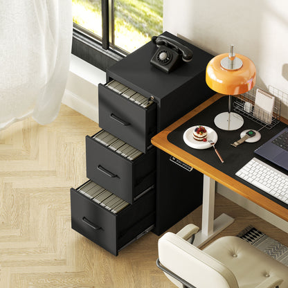 3-Drawer Office Filing Cabinet with Adjustable Bar, Steel Office Drawer for Documents, Ideal for Home, Office, and Study, 36.5x46.2x99 cm, Black