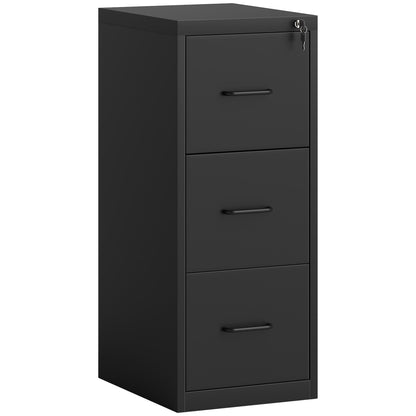 3-Drawer Office Filing Cabinet with Adjustable Bar, Steel Office Drawer for Documents, Ideal for Home, Office, and Study, 36.5x46.2x99 cm, Black