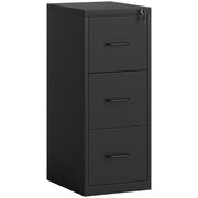 3-Drawer Office Filing Cabinet with Adjustable Bar, Steel Office Drawer for Documents, Ideal for Home, Office, and Study, 36.5x46.2x99 cm, Black