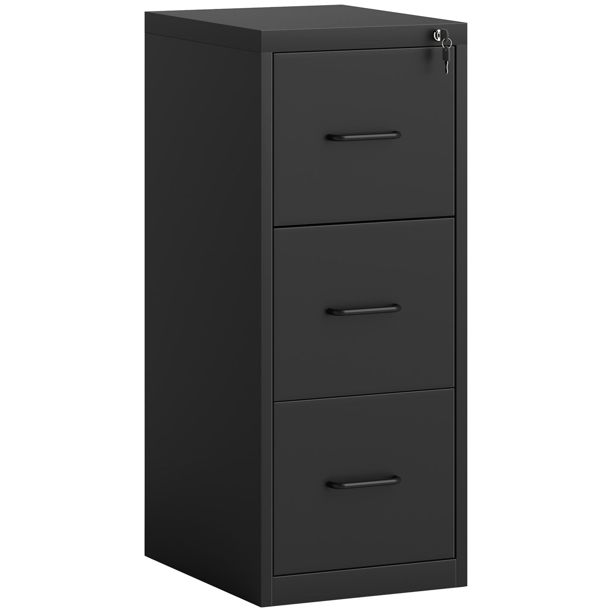3-Drawer Office Filing Cabinet with Adjustable Bar, Steel Office Drawer for Documents, Ideal for Home, Office, and Study, 36.5x46.2x99 cm, Black