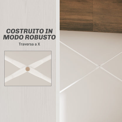 PC Desk for Study and Office with Raised Desktop and 2 Shelves, Modern Desk with X-Shaped Structure for Gaming, Home, Dining Room, 110x50x102.6 cm, White, Brown, and Walnut