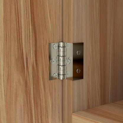 Wall Mounted Bathroom Cabinet with Oval Mirror, 45 x 90 cm, Modern Bathroom Furniture, Frameless Design, Mirror with Storage, Natural Wood